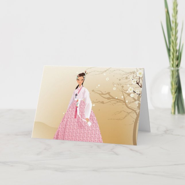 Carte femme coréenne dans un hanbok (Devant)