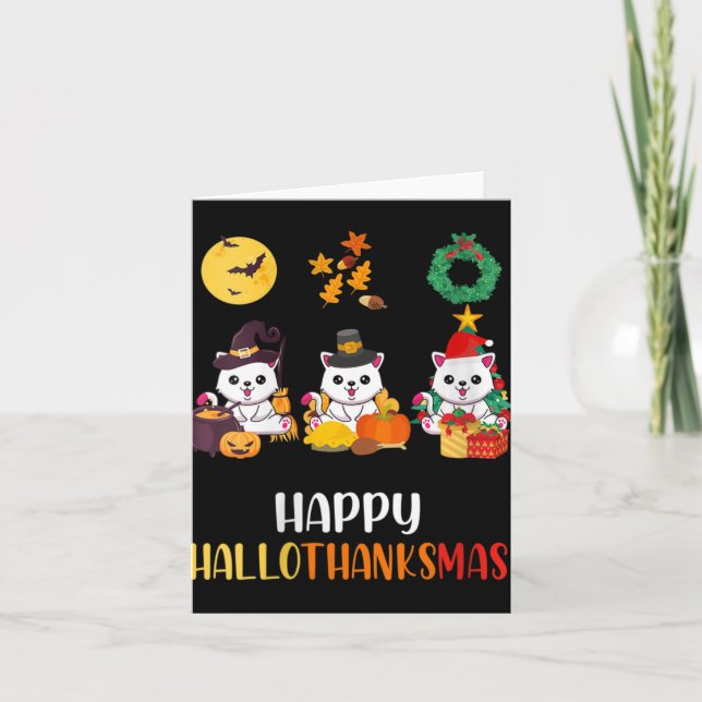 Carte Femme Cute Kitten Halloween Chat Noël Joyeux H (Devant)
