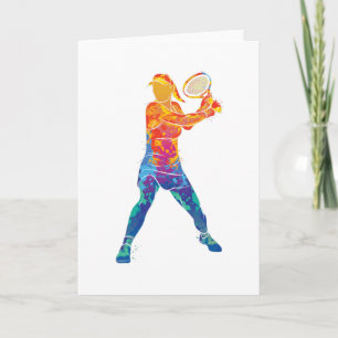 Carte Femme de tennis aquarelle