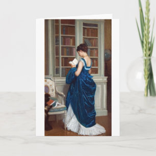 Carte Femme élégante victorienne lisant dans une bibliot