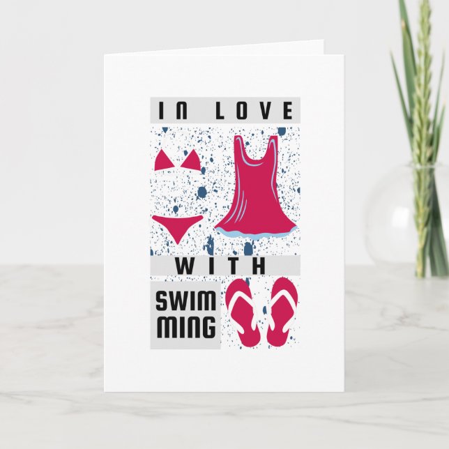 Carte Femme - En Amour Avec La Natation (Devant)