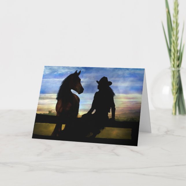 Carte Femme et cheval Joyeux anniversaire (Devant)