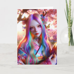 Carte Femme éthérée mystique avec papillons Anniversaire