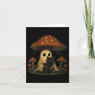 Carte Femme Fantôme et Noir d'Halloween Vintage