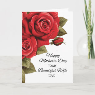 Carte FEMME Fête des mères Amour et Roses rouges
