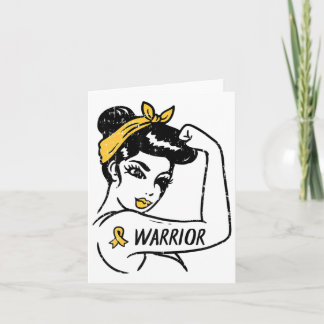 Carte Femme Guerrier incassable Enfance Cancer Ruban