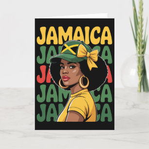 Carte Femme Jamaïcaine Fille Drapeau Jamaïcain Vacances 
