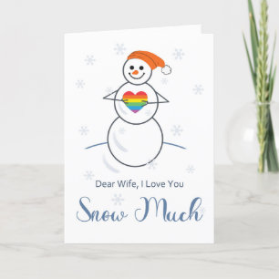 Carte Femme lesbienne Romance mignon Snowman avec coeur
