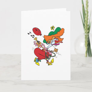 Carte Femme loufoque courant en clown