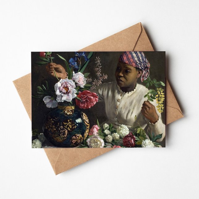 Carte Femme noire avec des pivoines | Fré dé ric Bazil (Créateur téléchargé)