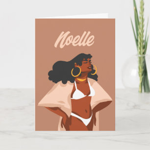 Carte Femme noire, Bikini Blanc Vide Salutation
