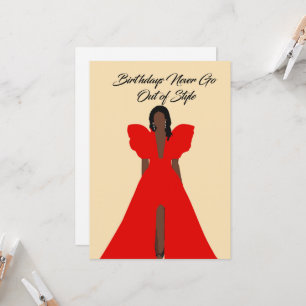 Carte Femme Noire Glamour   Anniversaire en robe r