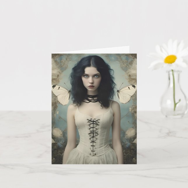 Carte Femme papillon Goth, Toutes les occasions (Petite plante)