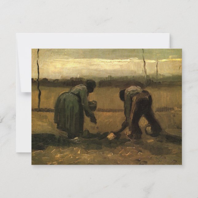 Carte Femme paysanne plantant de la pomme de terre par V (Devant)
