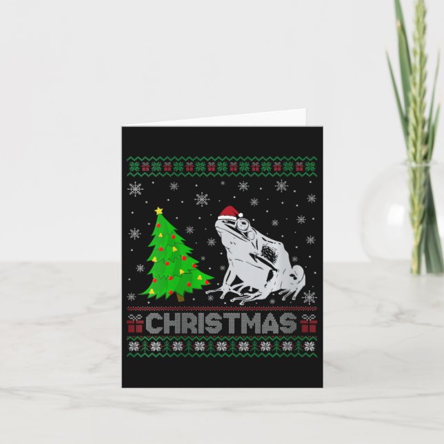 Carte Femme Poison Dart Frog Xmas Arbre Éclairage Laide  (Devant)