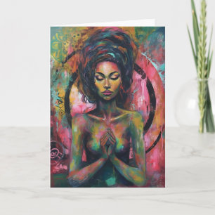 Carte Femme priante colorée magnifique
