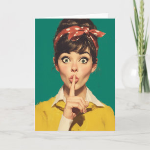 Carte Femme Rétro Faisant Chut