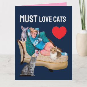 CARTE FEMME RÉTRO (FEMME AU FOYER) CHAT SAINT-VALENTIN A