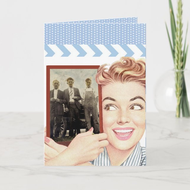 Carte Femme rétro tenant une photo (Devant)