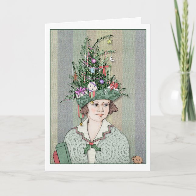 Carte femme sapin de Noël (Devant)
