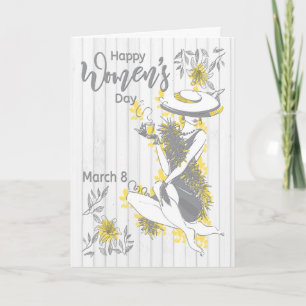 Carte Femme sophistiquée aux fleurs grises
