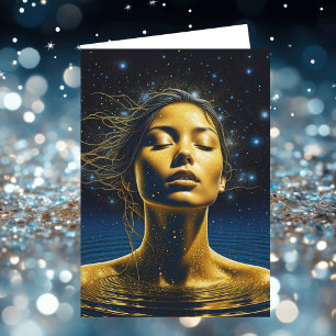 Carte Femme spirituelle dans l'eau sous les étoiles
