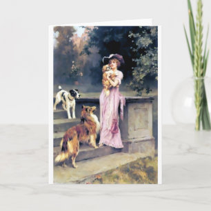 Carte Femme victorienne avec animaux de compagnie