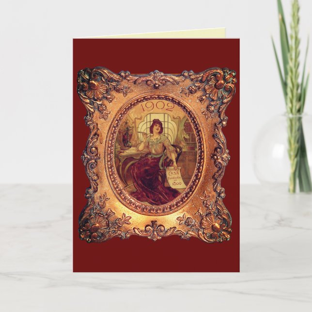 Carte Femme victorienne dans cadre victorien élégant (Devant)