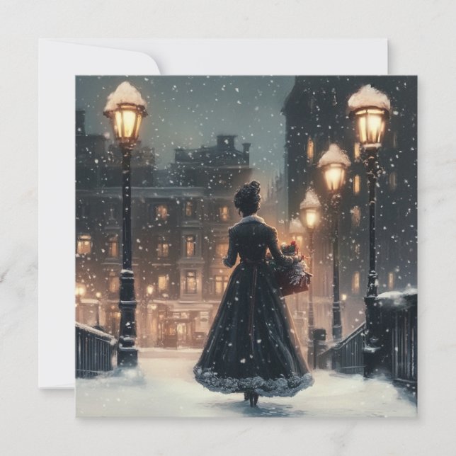 Carte Femme victorienne dans la neige (Devant)