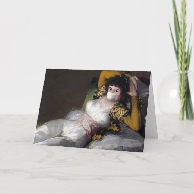 Carte Femme victorienne en masque de virus peinture rena (Devant)