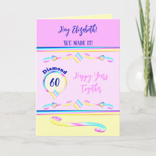 Carte Femme vous aime diamant 60e anniversaire bleu