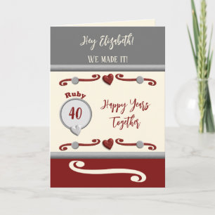 Carte Femme vous aime ruby 40e anniversaire gris