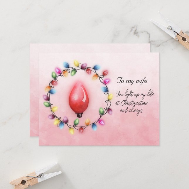 Carte Femme Vous illuminez ma vie à Noël toujours (Devant/Arrière en situation)