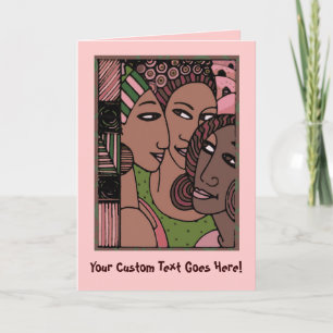 Carte Femmes afro-américaines roses et vertes