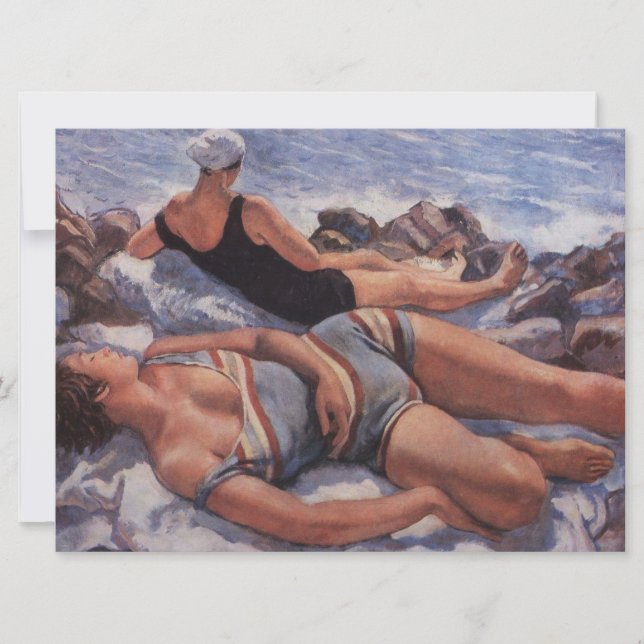 Carte Femmes bronzage sur la plage (Devant)