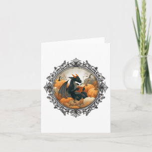 Carte Femmes Dragon Lecture Livres Avec Fall Citrouille 