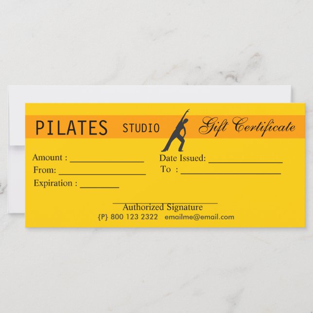 Carte Femmes Fitness Pilates Certificat Cadeau Cadeaux O (Devant)
