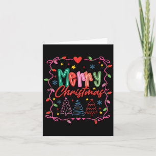 Carte Femmes Joyeux Noël Preppy Coquette Bow Xmas Tre