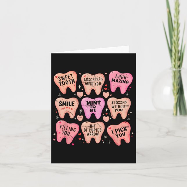 Carte Femmes Rétro Dentaire Dent Saint-Valentin Bonbons  (Devant)