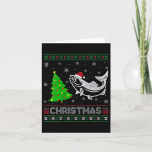 Carte Femmes Saumon Xmas Arbre Éclairage de Noël moche V