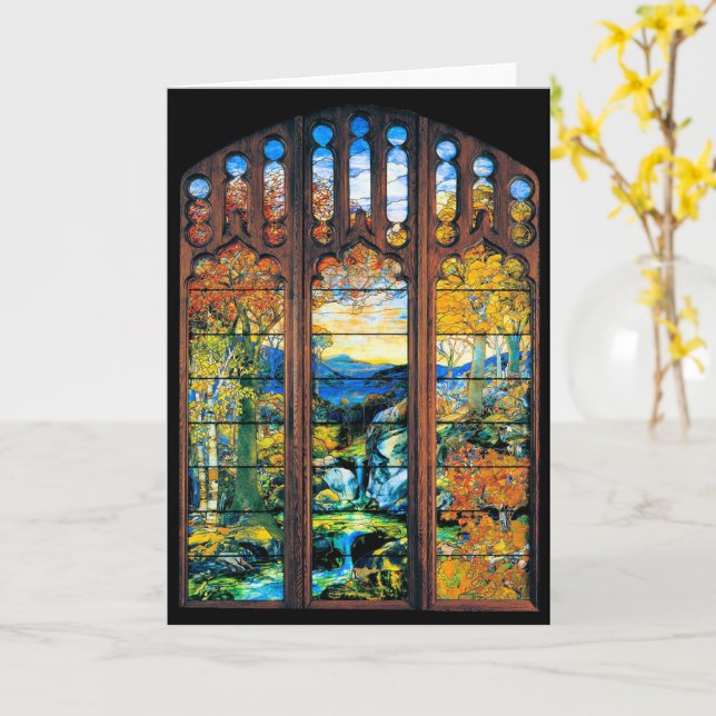 Carte Fenêtre en verre de Tiffany Fenêtre paysage de chu (Fleur jaune)