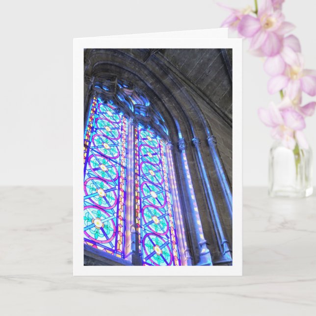 Carte Fenêtre en verre Llotja de la Seda, Valence, Espag (Orchidée)