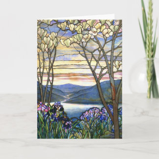 Carte Fenêtre en verre teinté de Tiffany de magnolia et