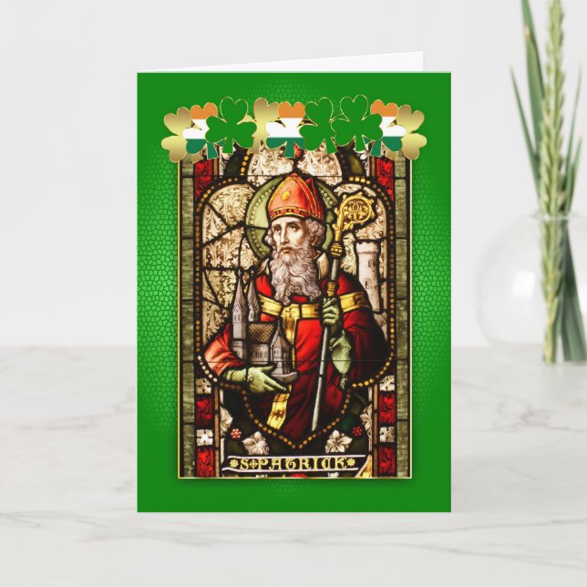 Carte Fenêtre en verre teinté et prière F du jour de St (Devant)