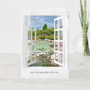 Carte fenêtre ouverte avec scène jardin de roche sympath