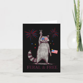 Carte Feral & ; Free Funky Patriotic Racoon Feral Et