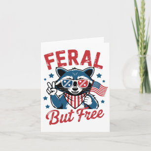 Carte Feral Mais Libre Funny Raccoon 4 juillet Usa Patri