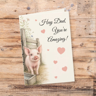 Carte Ferme de doux porcelet Papa Incroyable Fête des Pè