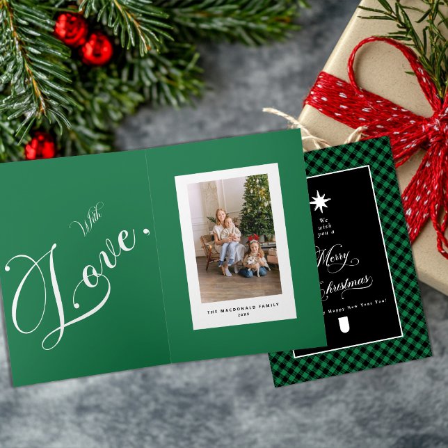 Carte Ferme de Noël Plaid Tableau Noir Plié (Créateur téléchargé)