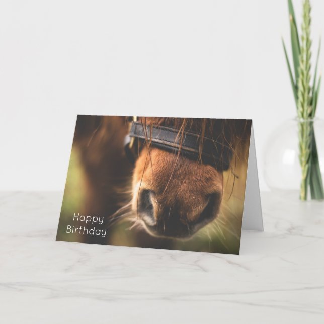 Carte Fermeture d'un joli cheval Brown Nez Anniversaire (Devant)